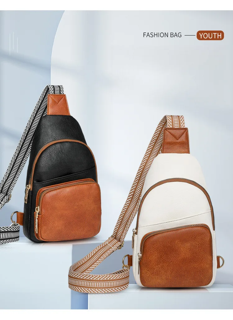 2024 Neue koreanische Ausgabe Vielseitiger modischer Rucksack mit einem Kreuzschultergurt Lässige kleine Brusttasche für Damen_voghion.com