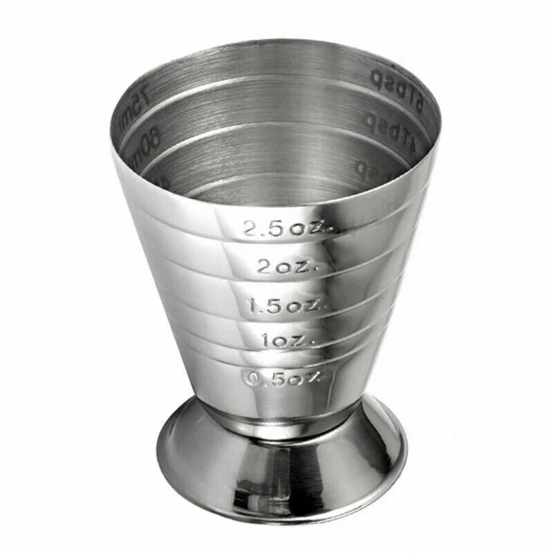 Measuring Jigger Cocktail Cup Bar Measuring Cup 304 Stainless Steel Glass Ounce Measure Jigger Kitchen Bartender Bar Tools 2.5oz 75ml Barware