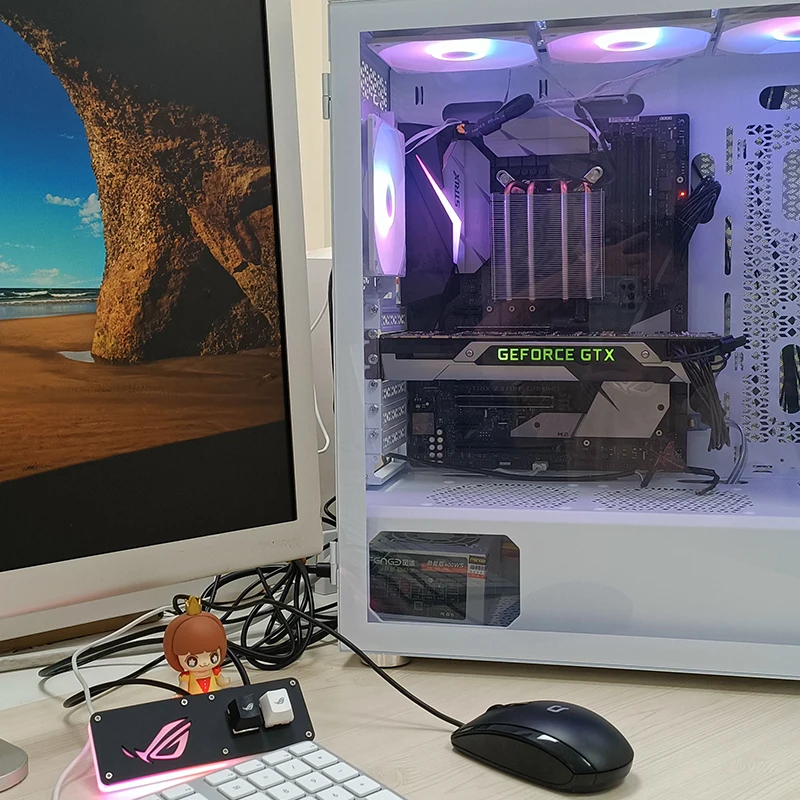 Switch, Reset Computador, Iluminação RGB, PC Case Acessórios