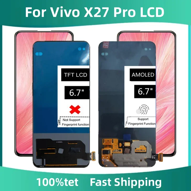 

6.7” For Vivo X27 Pro V1836T V1836A V1838T LCD Display Screen Touch Panel Digitizer Assembly Replacement for Vivo X27 Pro LCD