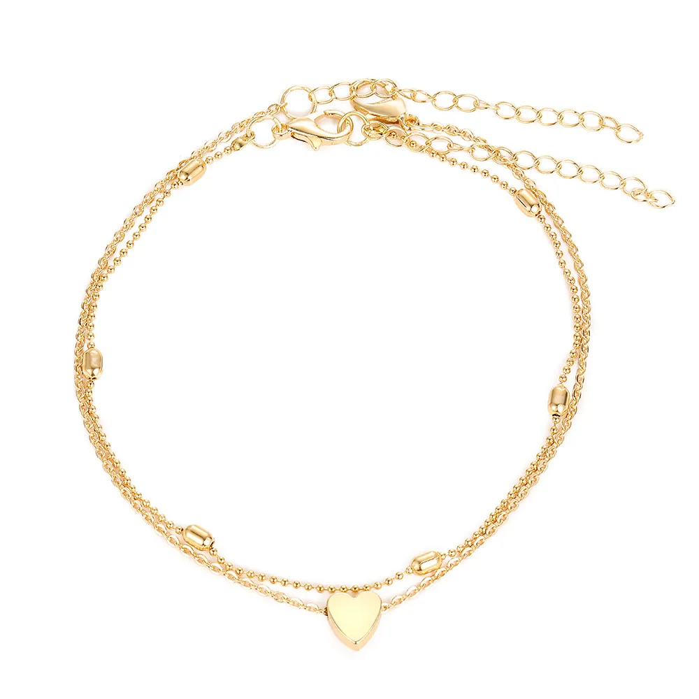 Boho Classic Love Heart Shape Bracelet Anklet Charms Tassel Sexy Leg Chain on Foot Chain Modern Women Beach Jewelry