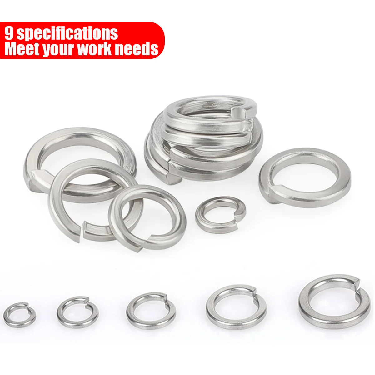 Deluxe Stainless Steel Spring Lock Washers Set - 520-Piece Assortment for Automotive and Machinery Repair
