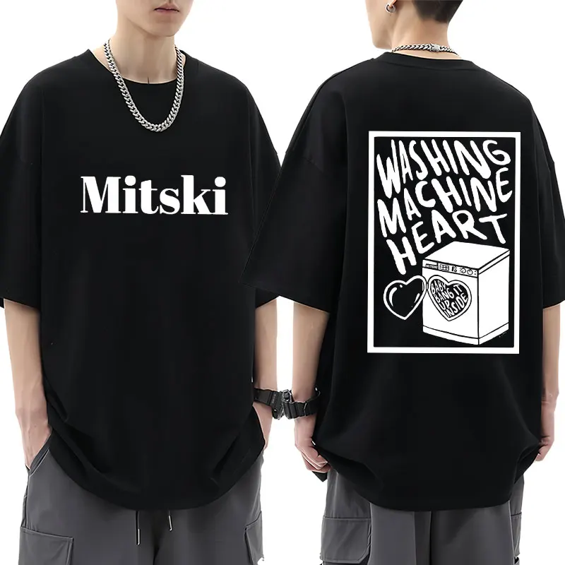 Футболка Mitski Мужская/женская с принтом в виде сердца, свободная Эстетическая рубашка в стиле хип-хоп, двусторонняя уличная одежда в стиле Харадзюку