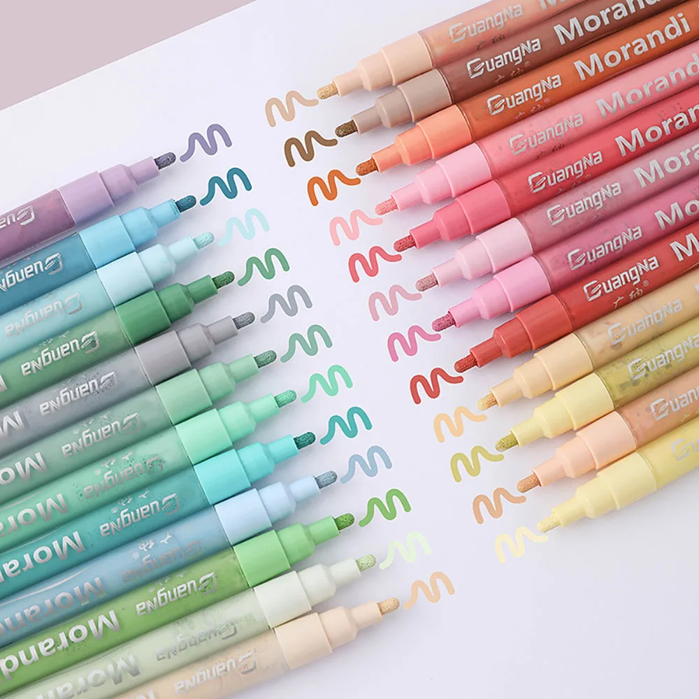 12/24/36/48 Morandi Colored Acrylic Paint Marker Art Marker Pen for Rock Ceramic Glass Glass Mug Wood Fabric Canvas Art Supplies xsyoo 6pcs acrylic paint marker pen 0 7mm fine tip acrylic markers for rock canva wood ceramic glass cup fabric school supplies