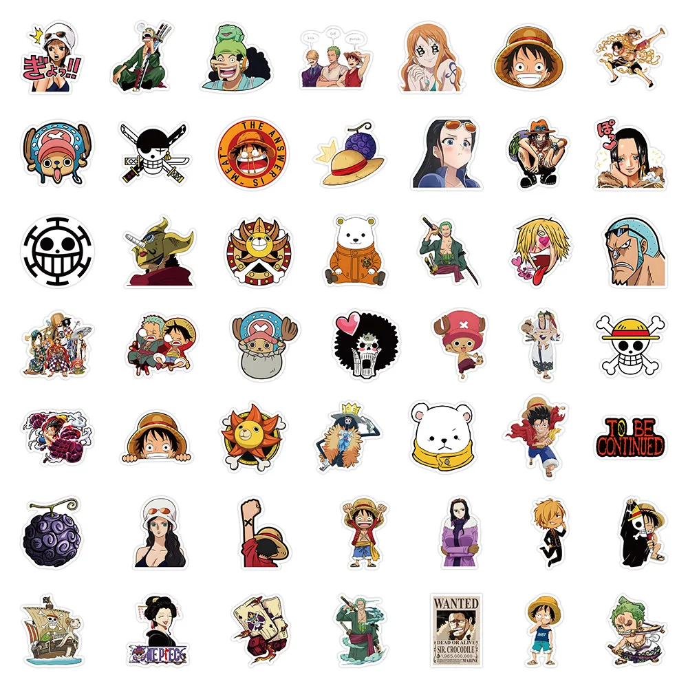 50pcs One Piece Cartoon Graffiti Stickers Skateboard Water Bottle Notebook Mobile Phone Kid Toy Decal Sticker Diy Decoration 6