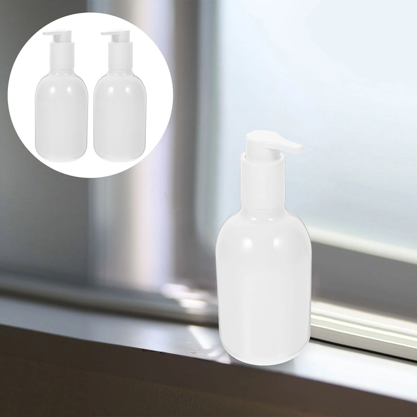 

2pcs Dispenser Bottles Square Lotion Bottles Portable Pump Refillable Empty Bottles for Shampoo Hand Dispensers with Long Mouth