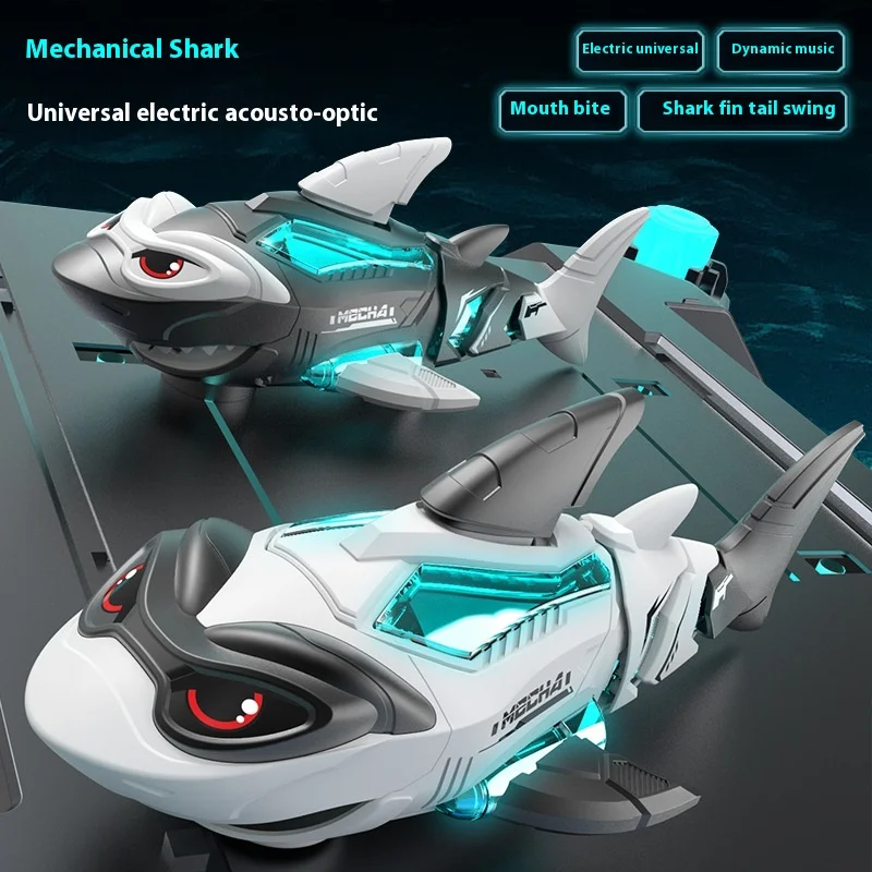 New Cross-Border Electric Toys Universal Walking Machines Shark Lights  Music Spray  Boy Toys Best Birthday Gift for Children 3