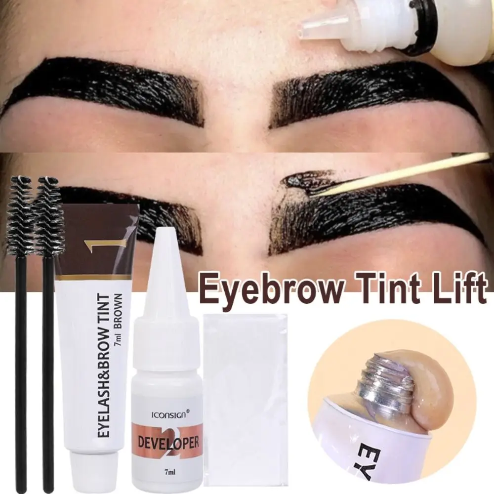 2 in 1 Eyebrow Dye Tint Kit Long Lasting Waterproof Fast Dye Eyelash Dying Tint Semi Permanent Brow Enhance Eyebrow Cosmetics