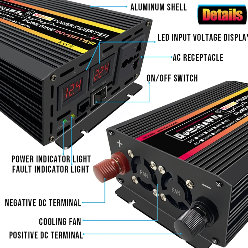 Solar Panel Kit Grid Solar Inverter 10000W 12000W Power Inverter 12V to 110/220V 300W Solar Panel 150A Controller Emergency Solar Power Generator Battery Charge