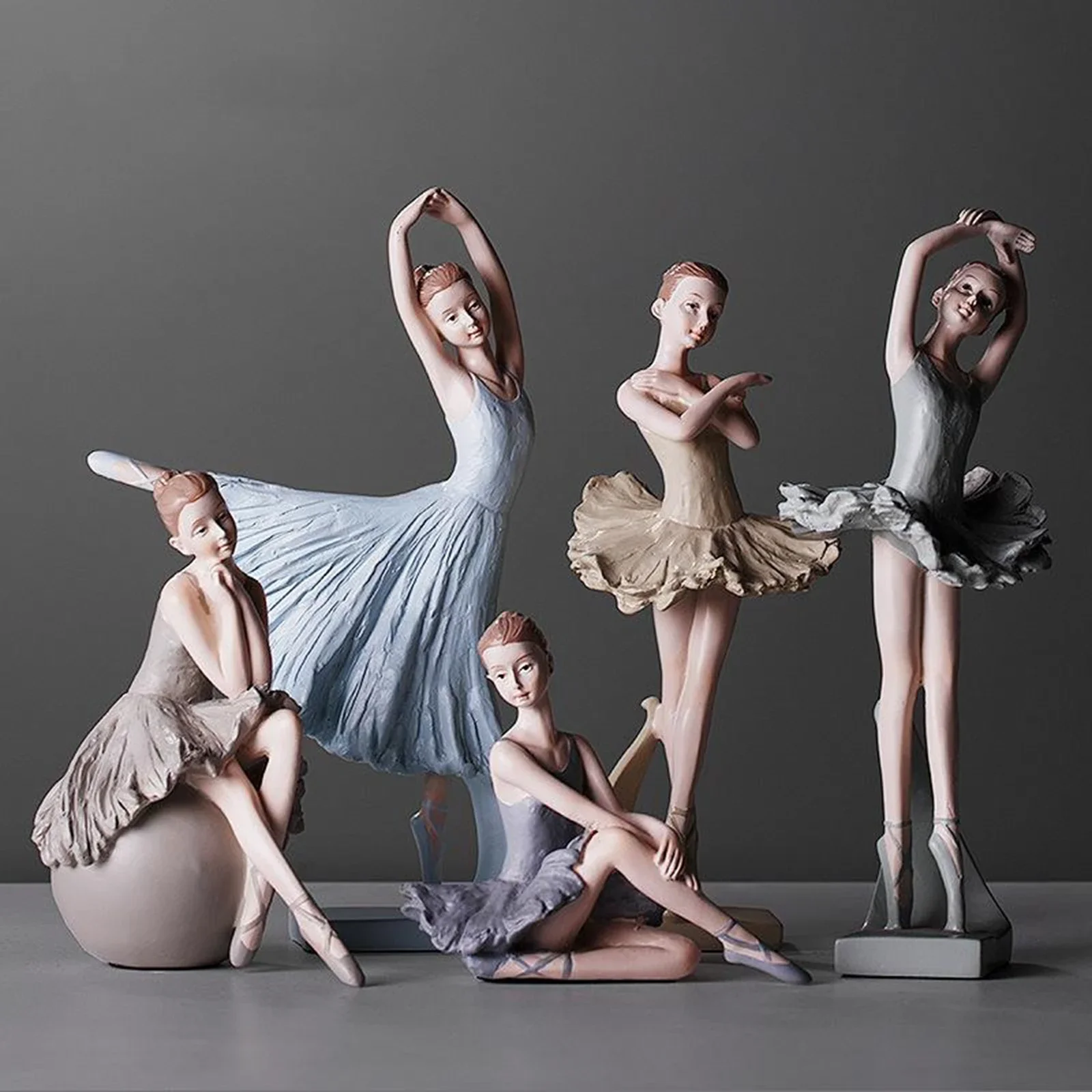 

Resin Elegant Figurine Ballerina Ballet Dancer Desktop Ornament Statue Dancing Girl Home Decor Living Room