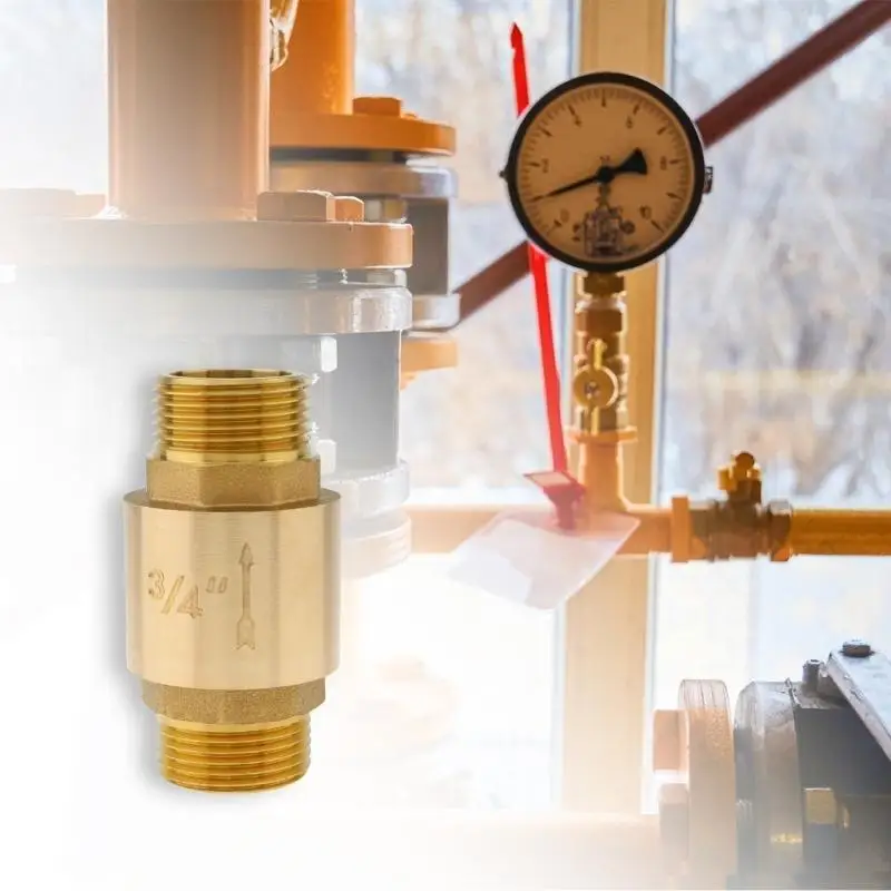 12PD Sturdy Brass In Line Spring Check Valves 3/4 Inch Male x Female Accessory for Effective Backflow Prevention in Well