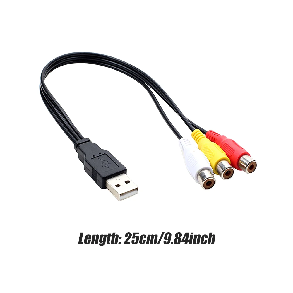 USB 2.0  3 RCA    25cm ޴ AV ڵ    ȯ  ̺ й