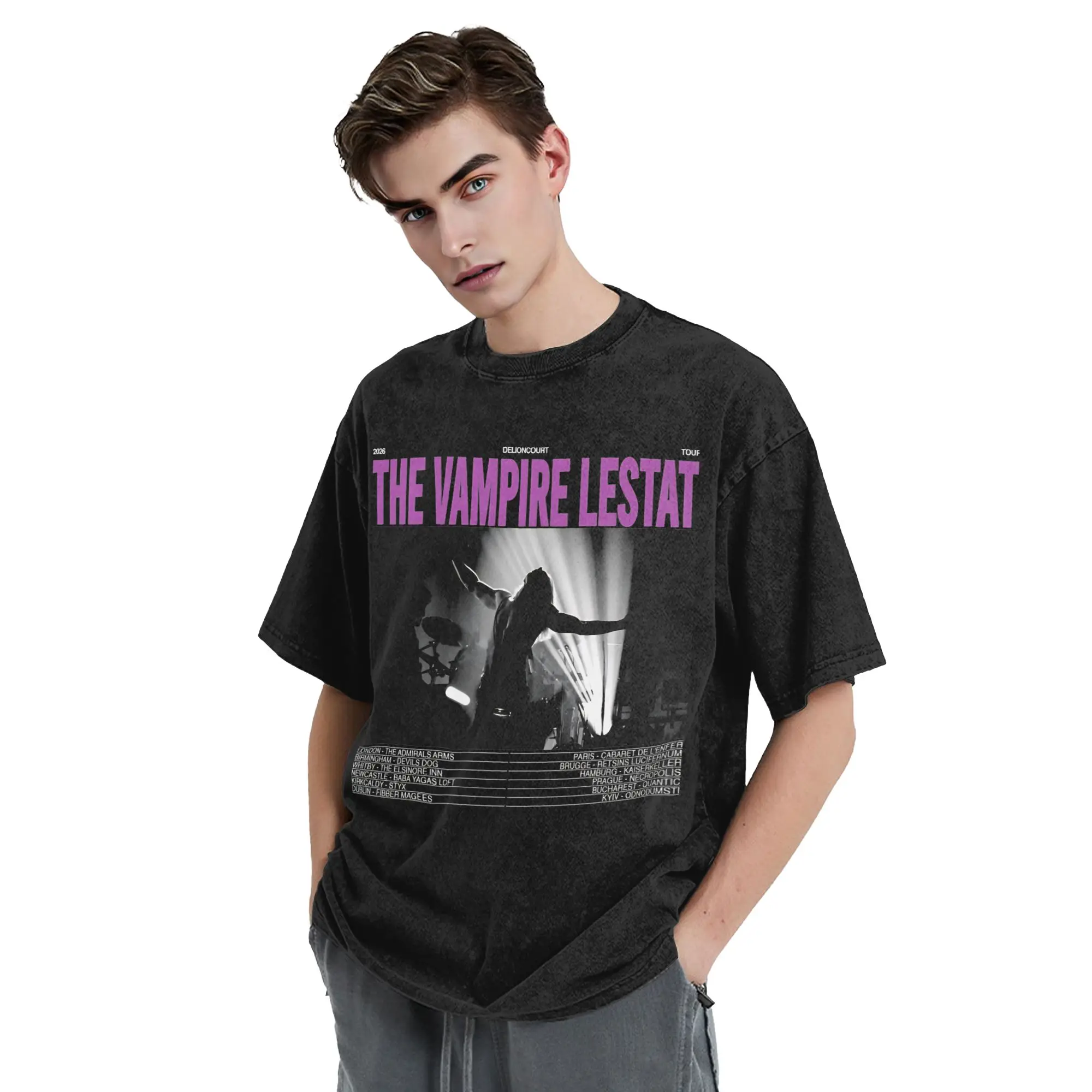 Herren- und Damen-T-Shirt „The Vampire Lestat“ – Trendiges, gewaschenes Sommer-T-Shirt, Streetwear, lockere Freizeitkleidung, Dropshipping – Detail 4