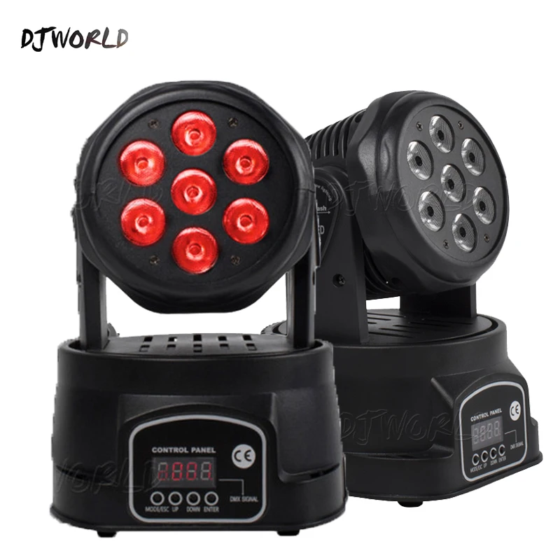 DJWORLD LED Zoom Wash RGBW 7x12W Moving Head Stage Effects DMX Controller For Disco Bar DJ Club Birthday Party Stage Effect Conc