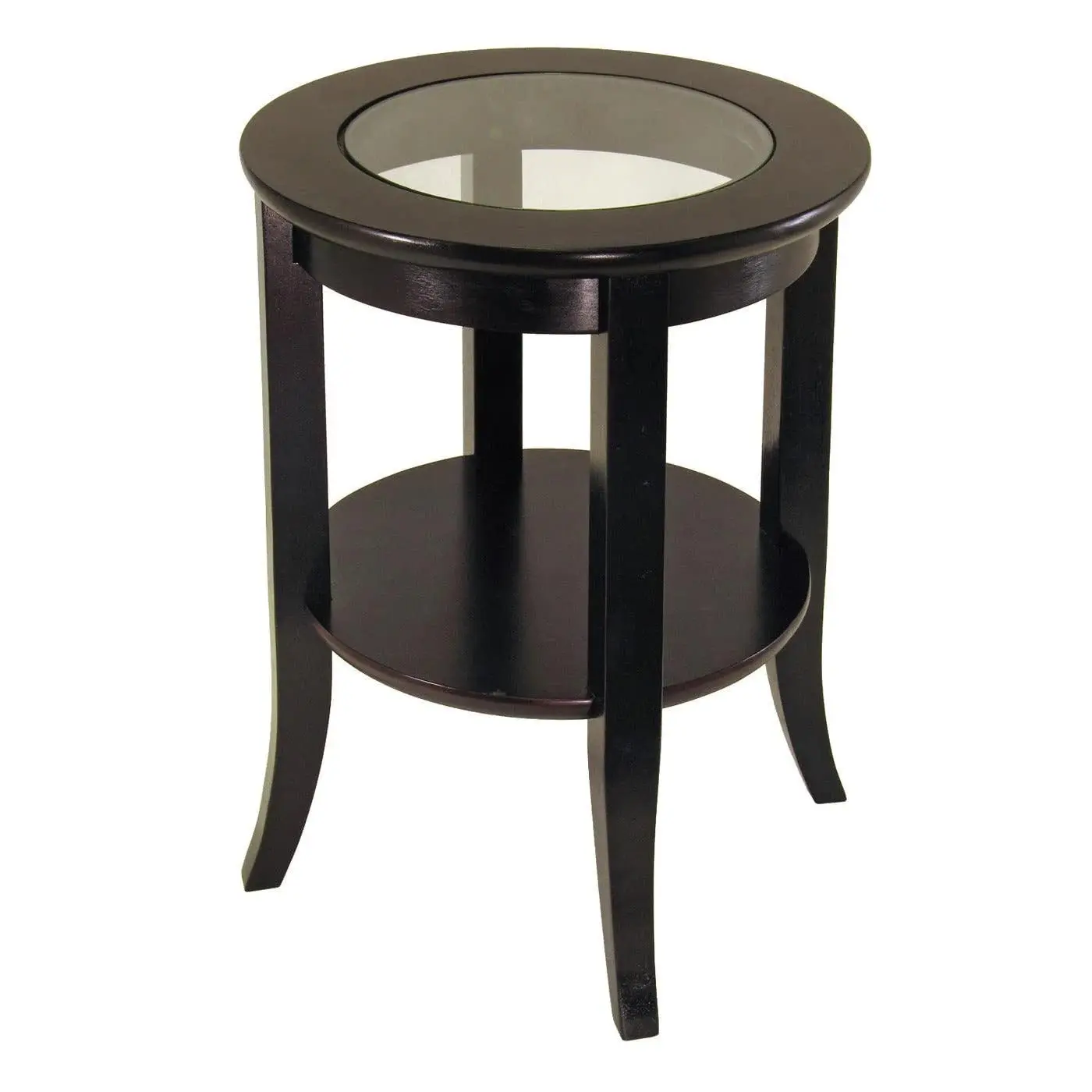 

Composite Wood End Table With Glass Inset, Dark Espresso, 22.56 x 18.47 x 18.47-Inch