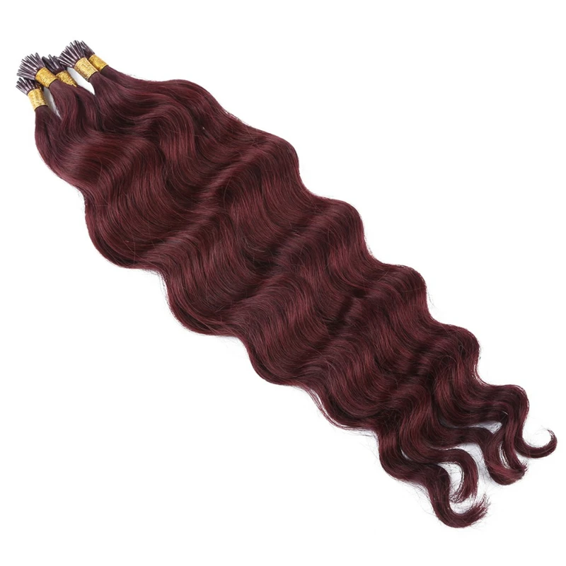 Deep Wave I Tip Fusion Hair Extensions For Women Keratin Nail Human Hair Extensions Ombre #60 Blonde Pre Bonded Remy