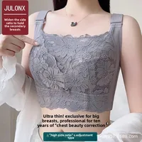 Sexy Large Size Lace Thin Wireless Bra No Sponge Gathered Adjustable No Rim Prevent Exposure Underwear Nylon Material Made in Ch