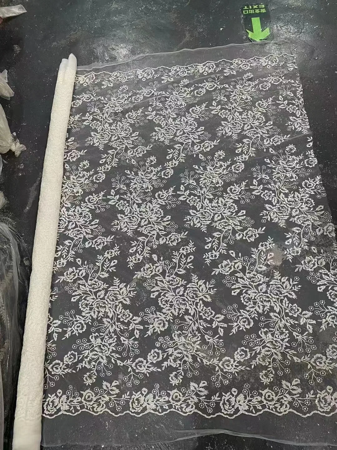 

Manufacturer glitter flower designs lace fabric for bridal dress