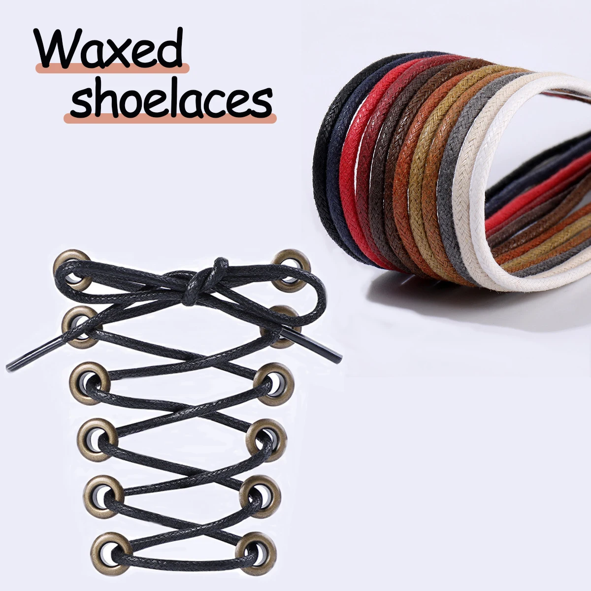 Premium Round Waxed Shoelaces for Leather Shoes and Boots - Thin and Waterproof