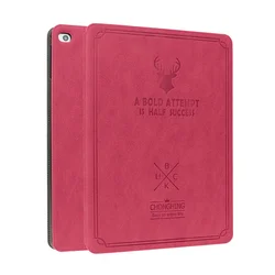 Luxury Vintage Deer Head Leather Smart Stand Tablet Case Cover for iPad 2 3 4 (Hot Pink)