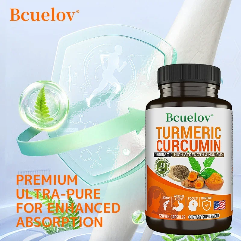 Turmeric Vegetarian Capsules-1500mg-Fast Absorption Black Pepper, Joints Heart Immune, Musculoskeletal