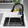 Stainless Steel Kitchen Sinks Kitchen Accessories Black Nano Large Single-slot Wash Basin Under Countertop Thicken Washing Sink 1