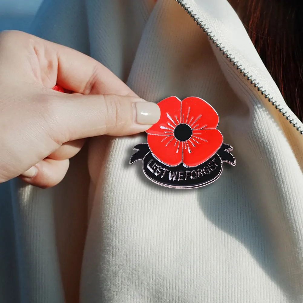 Poppy Souvenir Pin Metal Poppy Flower Pins Lest We Forget Dripping Oil Pin Jewelry Gift for Friends