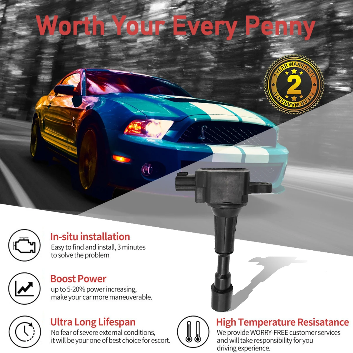 1pcs Ignition Coil ZJ01-18-100 For MAZDA 3 BL BK 1.4L 1.6L High Quality OE# ZJ01-18-100A ZJ0118100A ZJ0118100 AIC-4051 AIC4051