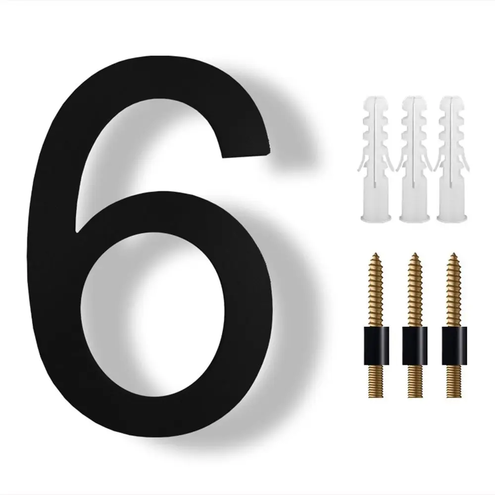Floating House Number 8" Modern House Numbers Garden Door Mailbox Decor Number with Nail Kit Black 911 Visibility Signage house number signs door signs house numbers number plate