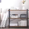 Bookshelf, 3-Tier Industrial Bookcase, Rustic Open Book Shelf, Wood and Metal Horizontal Bookshelves 4