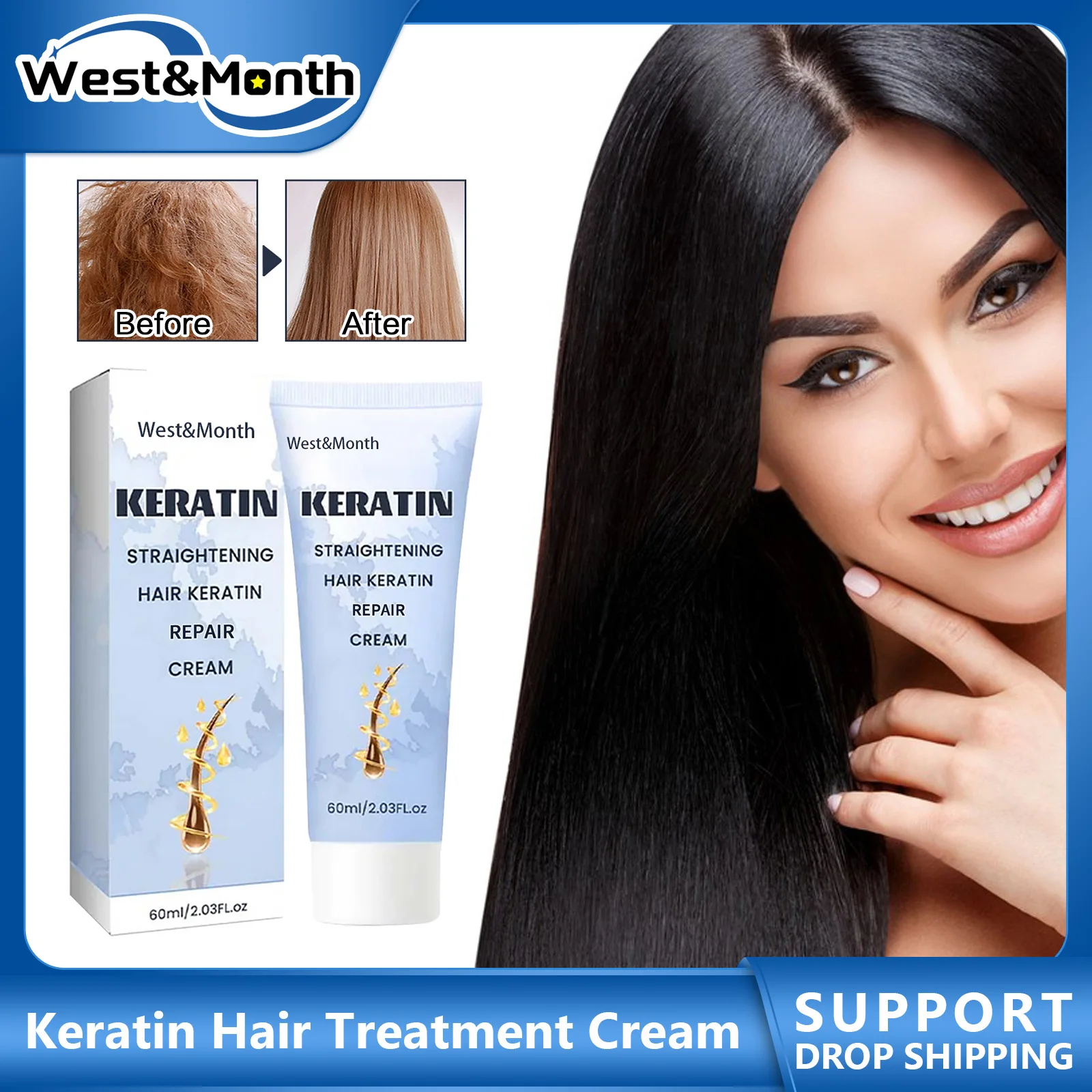 

Keratin Hair Treatment Cream Repair Dry Damaged Smoothing Soften Curly Frizzy Straightening Shiny Nourishing Magical Hair Mask