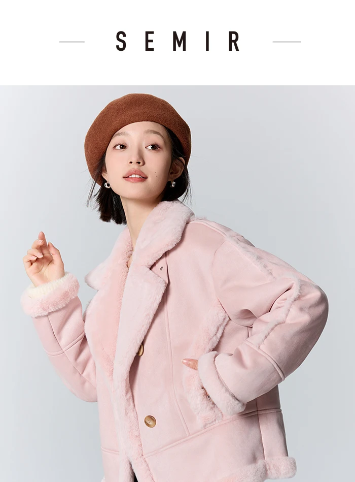 Chaqueta de mujer de gamuza sintética de piel de conejo sintética cálida de invierno nueva solapa estilo motociclista chaqueta holgada retro