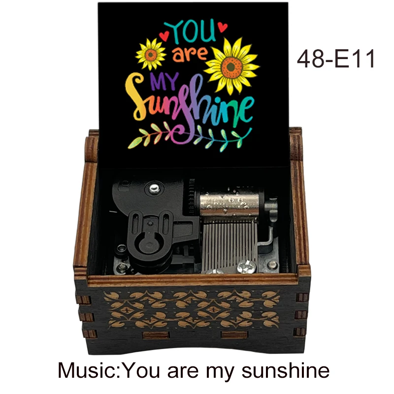 You Are My Sunshine Automatic Knob Movement Wooden Music Box Room Decoration Ornaments New Year Birthday Gift For Adult  3