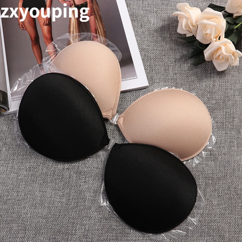 Adhesive Bra 1/2 Pack Reusable Bra Push Up Strapless Self Adhesive Plunge Bra Invisible Backless Sticky Bras For Women Ladies Nipple Covers For Women