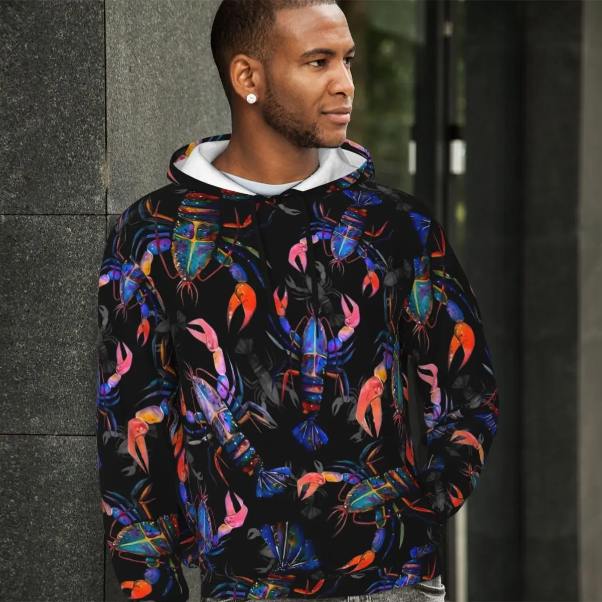 

Lobsters Streetwear Hoodies Spring Colorful Animal Kawaii Hoodie Men Oversized Casual Custom DIY Velvet Warm Sweatshirts