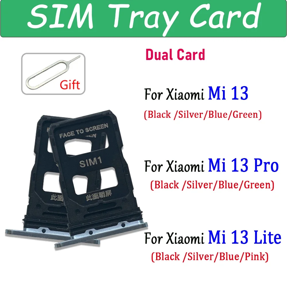 Originale Dual Card Sim Card Vassoio Chip Slot Cassetto Supporto Sostituzione Parte Di Riparazione + Pin Per Xiaomi Mi 13 Mi 13 Lite Mi 13 Pro