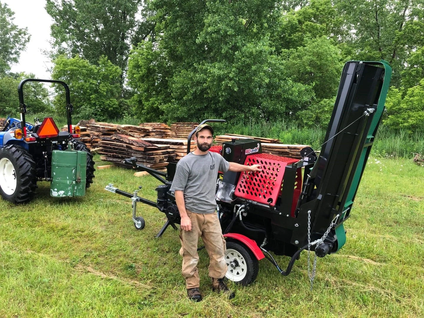 20ton Automatic Gasoline Firewood Processor Log Splitter Wood Cutter Fast Speed Kinetic Wood Processor