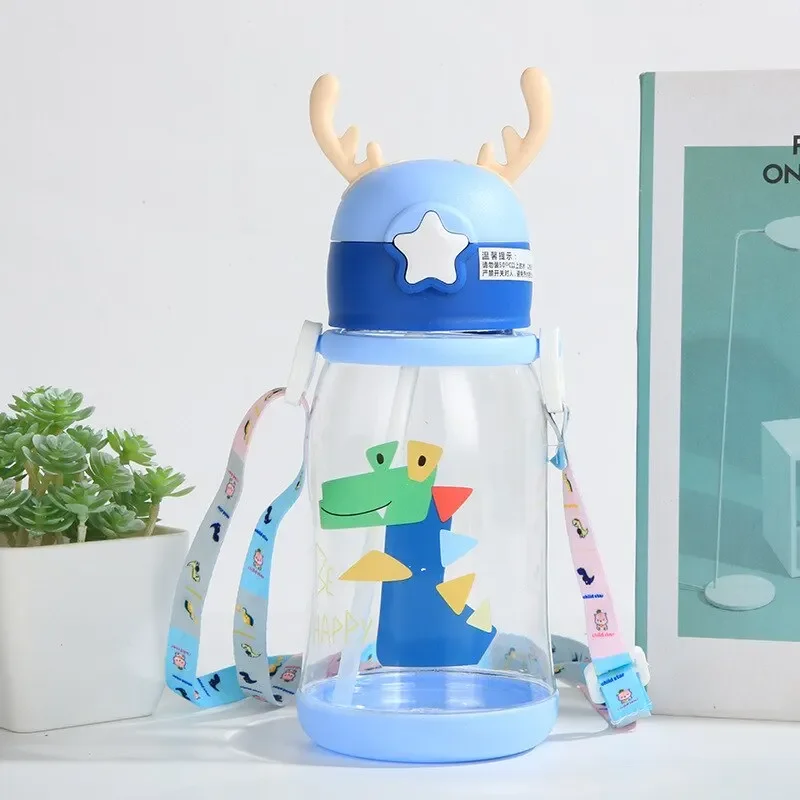 

Kids Water Sippy Cup Antler Creative Cartoon Baby Feeding Cups with Straws Leakproof Water Bottles Outdoor Childrens Cup