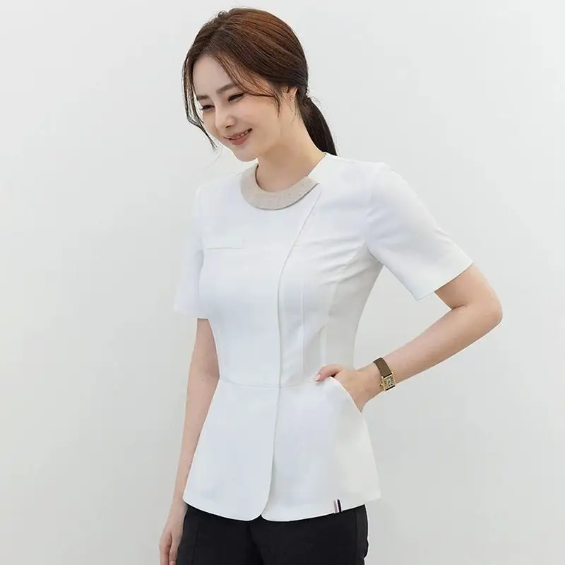 Korean nurse uniform summer short sleeved Scrub sets doctor's work clothes womens Spa beauty salon Nursing outfits Medical suits