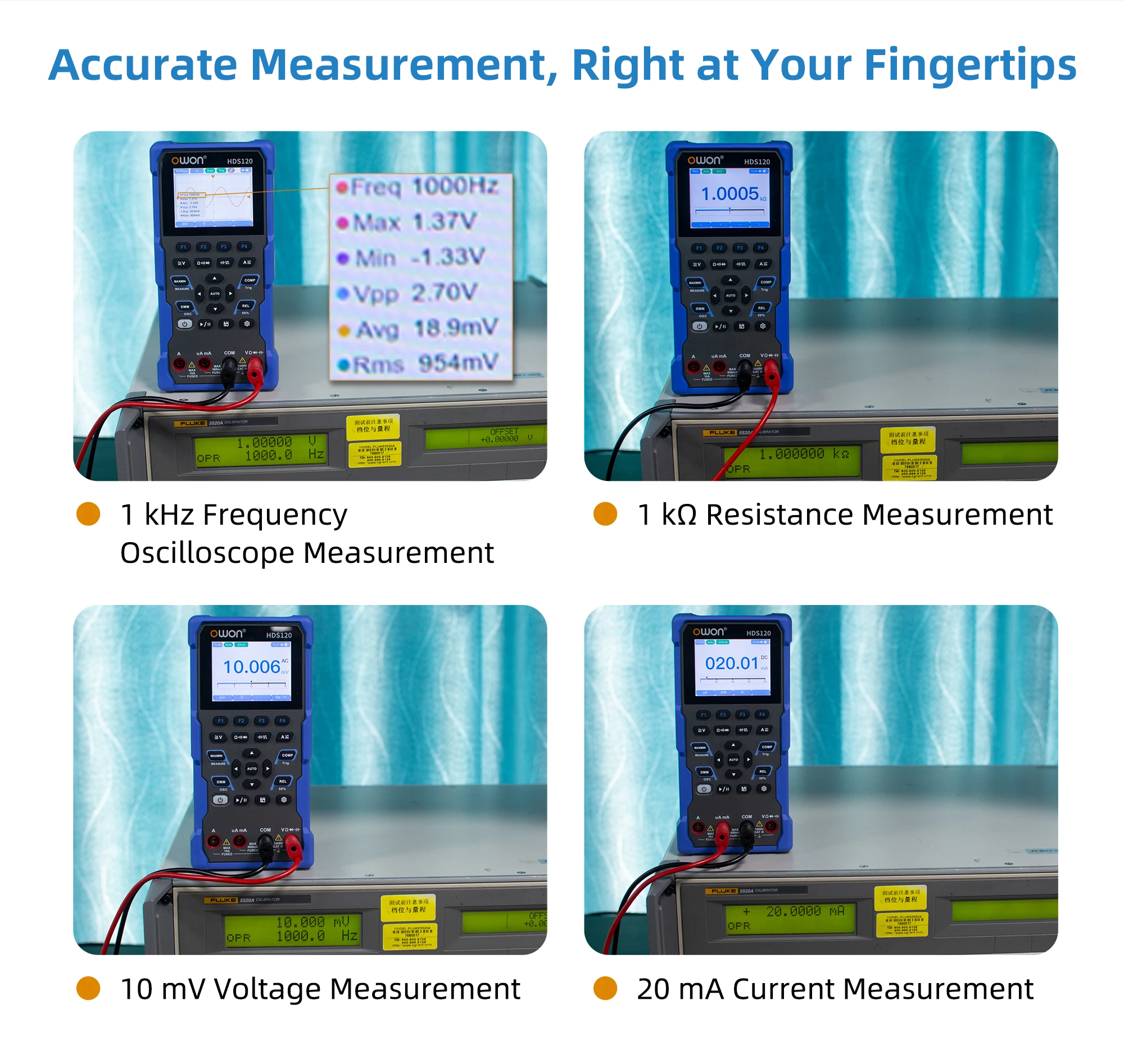 HDS120 HDS160 Digital Oscilloscope Multimeter 20000/60000 Counts True RMS 1MHz 5