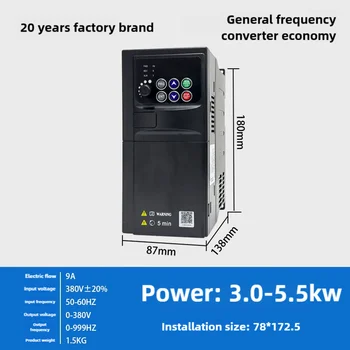3.0/3.7/4.0/5.5KW VFD Frequency Converter 380V Inverter Variable Frequency Drive for 3Phase Motor Speed Control