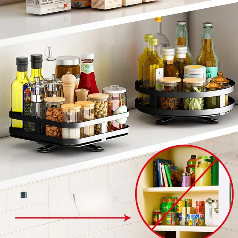 Kitchen Spice Rack Can Rotate Three-layer Storage Household Turntable Ornaments