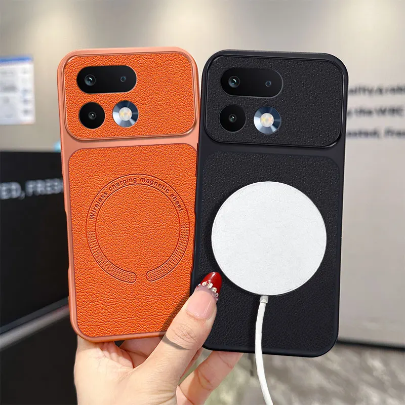 Magsafe Magnetic PU Leather Texture Shockproof Lens Protection Case