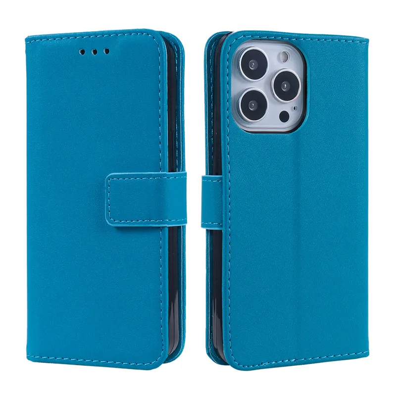 Til iPhone 16 6 7 8 X XS XR 11 12 13 14 15 Plus Mini Pro Max Ensfarget Lommebok-deksel Til iPhone SE 2020 Magnetisk Flip Lærdeksel_voghion.com