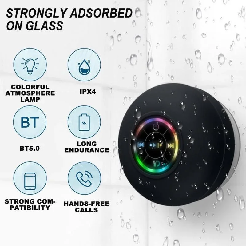 Portable Suction Cup Waterproof Luminous Bluetooth Speaker bluetooth speaker