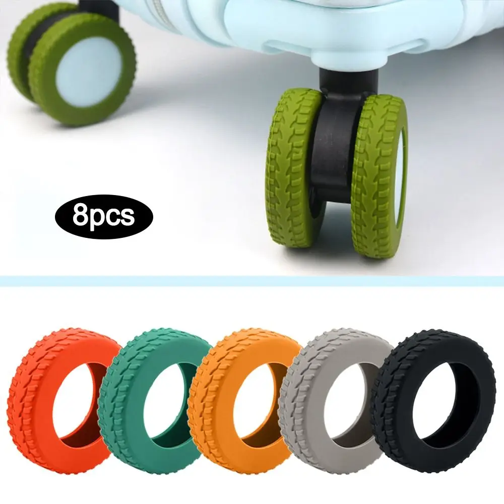 8Pcs Travel Luggage Caster Shoes Suitcase Parts Silent Sound Reduce Noise Suitcase Wheels Protection Cover Reduce Wheel Wear