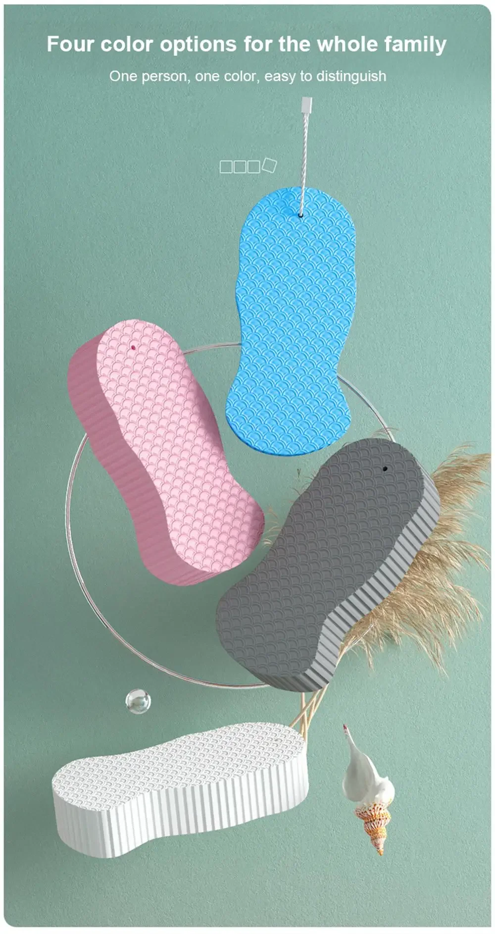Description Picture 2 of item4 Color Soft Exfoliating Sponge Body Scrubber Bath Exfoliating Scrub Sponge Shower Brush Body Dead Skin Remover Bathing Supplies