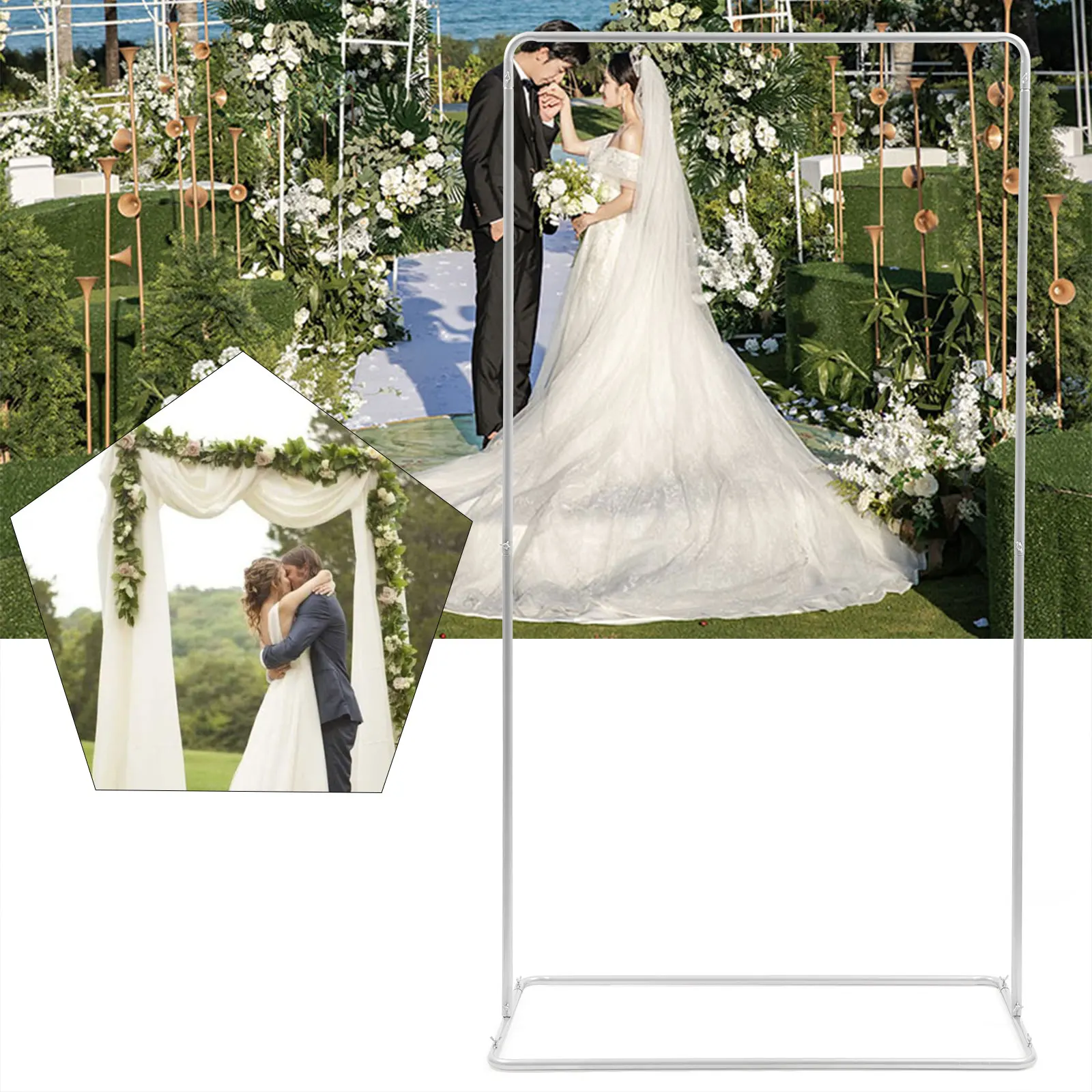 Square Metal Frame Wedding Arch Rack Party Flower Balloons Backdrop Stand Decor