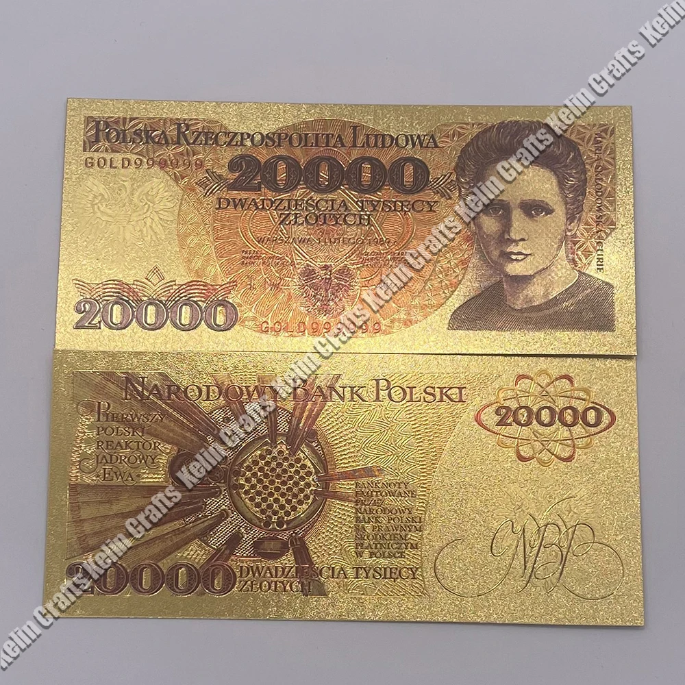 8 types Gold plated Poland Banknotes commemorative banknotes gold plated banknote 2000 5000 10000 20000 50000 100000 200000 500000 PLN dollar for Partriotism Collection