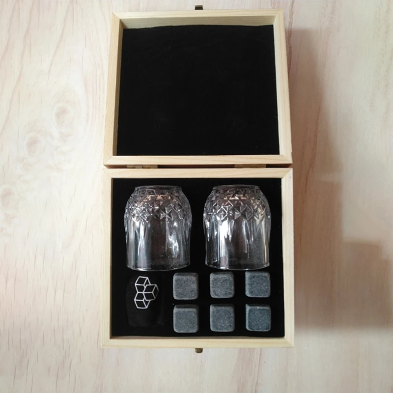 Whiskey Glass Set 6 Pcs Whiskey Bourbon Chilling Stones Wooden Box Father's Day Christmas Birthday Anniversary Present
